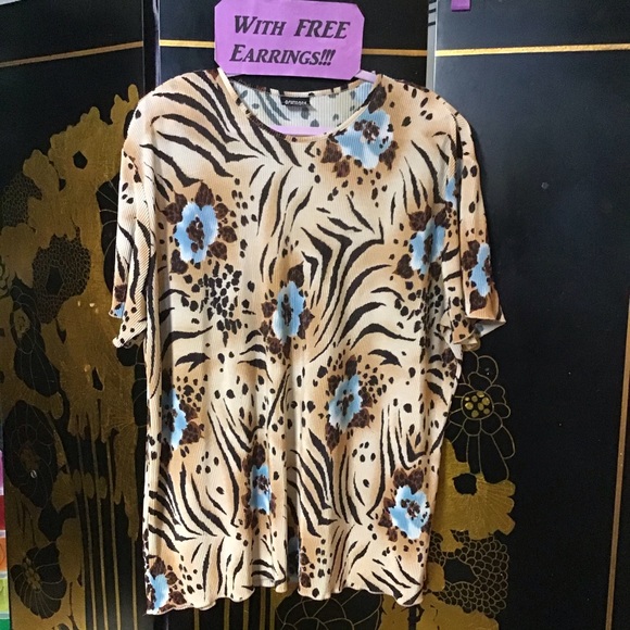 karen adrian Tops - 2X Karen Kat Top & Leopard Earrings